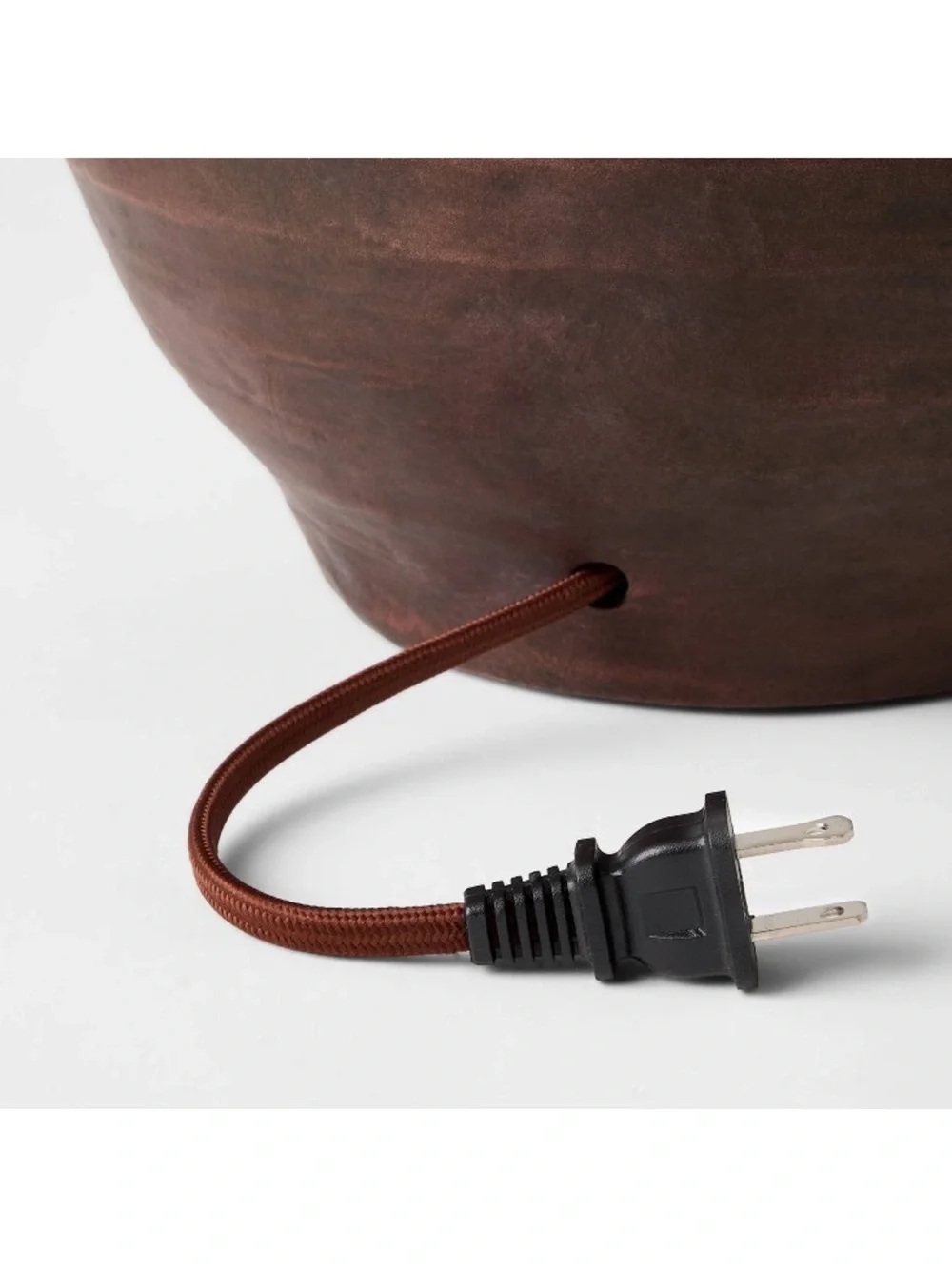 Studio McGee Brown Ceramic Table Lamp with Cream Whipstitch Shade
